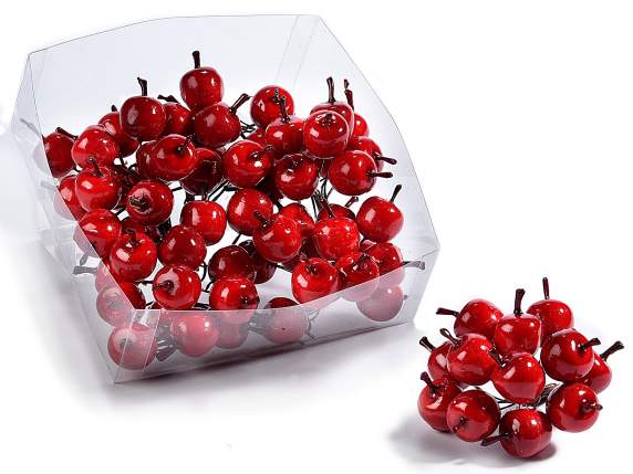 Scatola 72 mele rosse con gambo modellabile