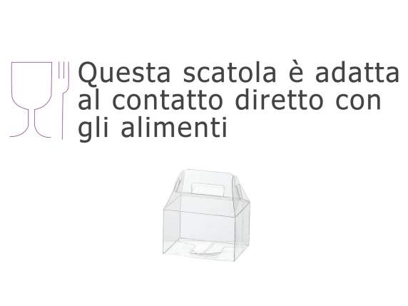 Scatola rettangolare in PET - uso alimentare con manico