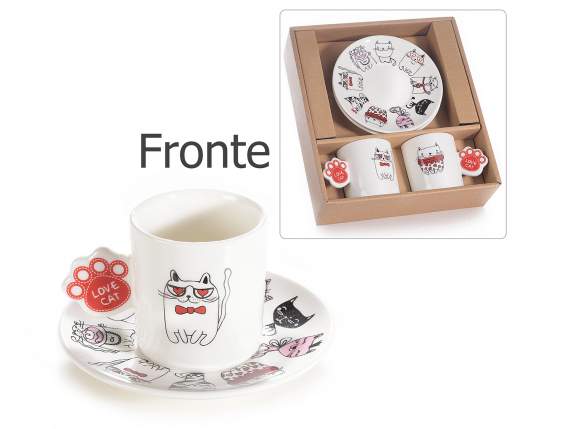 Scatola regalo c/2 tazzine da caffè e piattino in porcellana