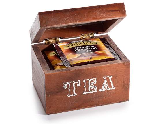 Scatola del tè-spezie in legno e vetro