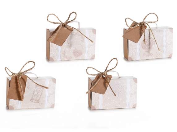 Scatola carta a valigia c-decori Time Life, tag e fiocco