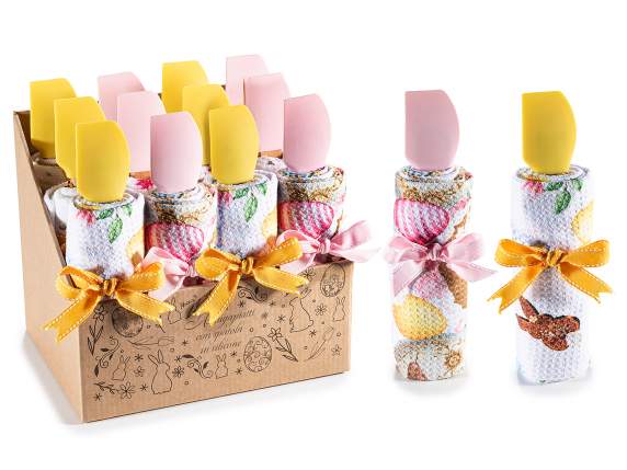 Torchon en microfibre imprimée avec spatule en silicone