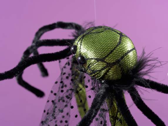 Serre-tête Halloween avec voile et araignée jambes longues