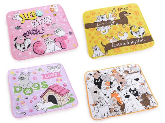 Mini serviette magique en coton avec imprimé chat