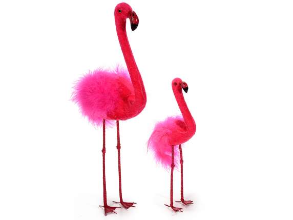 Set 2 fenicotteri con piume vere