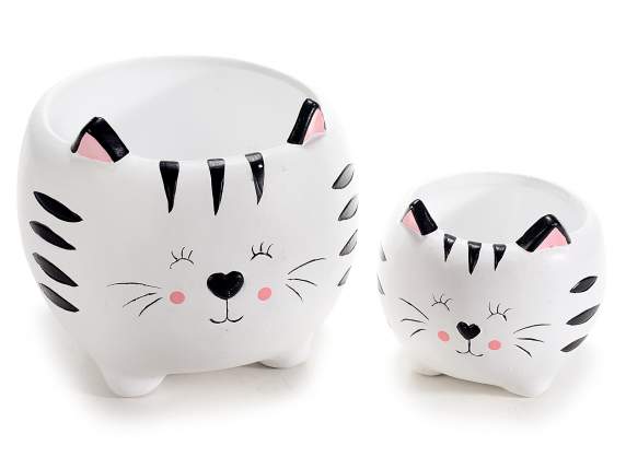 Set 2 vasi in ceramica a gatto