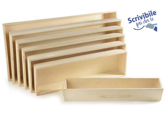 Set 7 vassoi in legno naturale