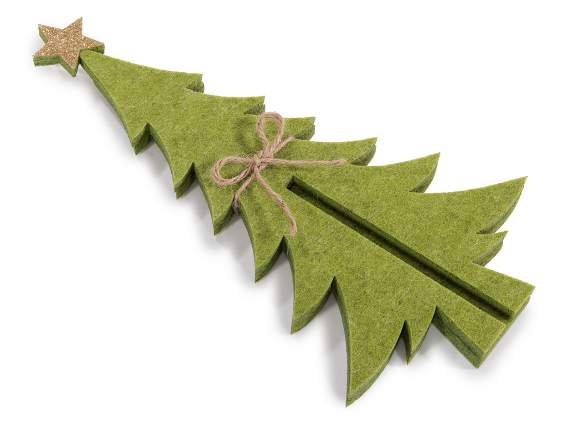 Set 2 árboles de Navidad en tela con estrella de purpurina
