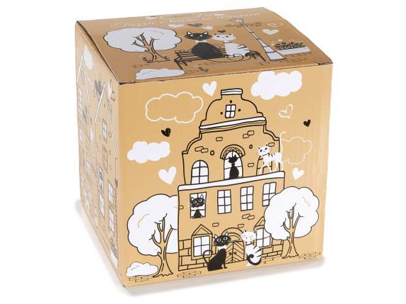 Set taza y tetera cerámica con platillo con gatos