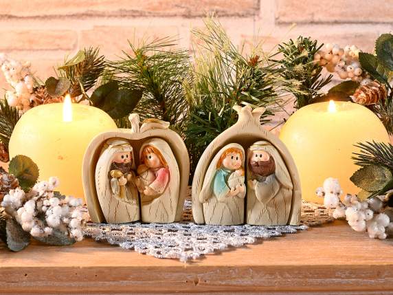 Conjunto de 3 personajes modulares de belén en resina