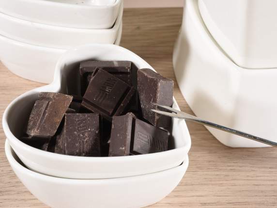 Set fondue din porelan în forma de inima, cu 6 ceti