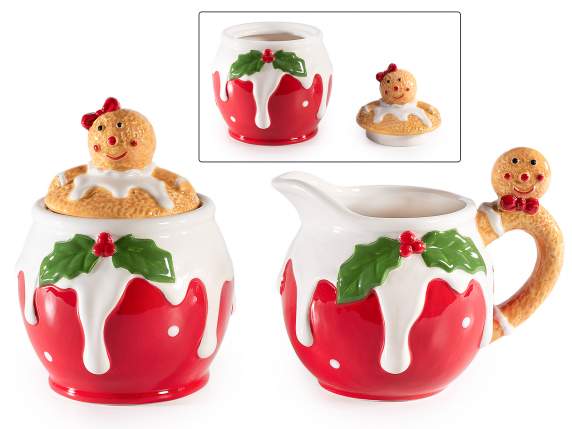 Set lattiera e barattolo alimentari in ceramica Pan zenzero
