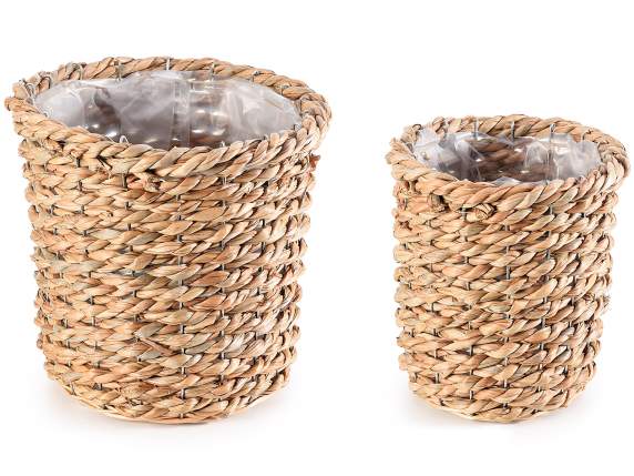 Set of 2 baskets in twisted natural fiber
