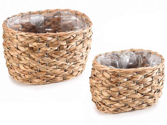 Set of 2 baskets in woven natural fiber