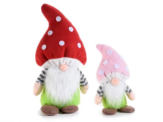 Set of 2 cloth gnomes with mushroom hat to be placed on