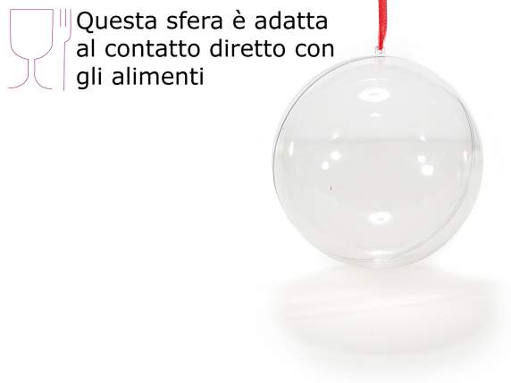 Sfera maxi trasparente apribile con nastrino da appendere