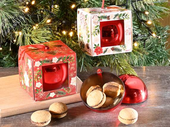 Sfera apribile alimentare rossa con nastro in conf. regalo