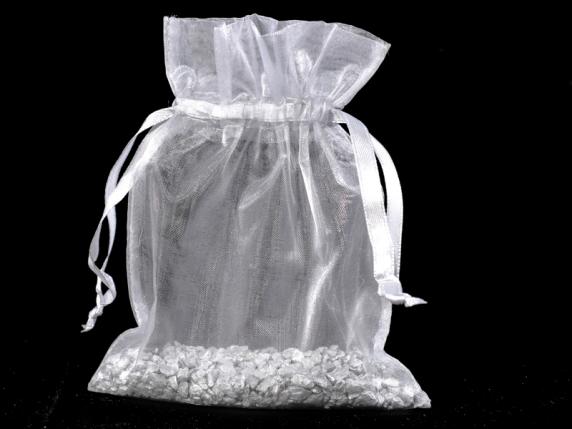 Silver organza bag 12x16 cm with tie