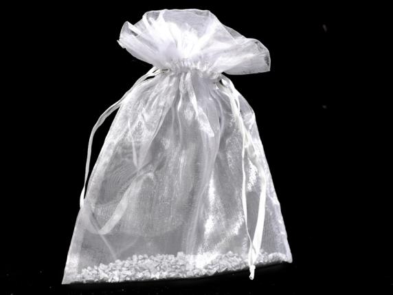 Bag in silver organza 17x22 cm with tie