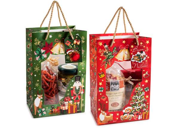 Bolsa de papel-sobre navideño con ventana y etiqueta