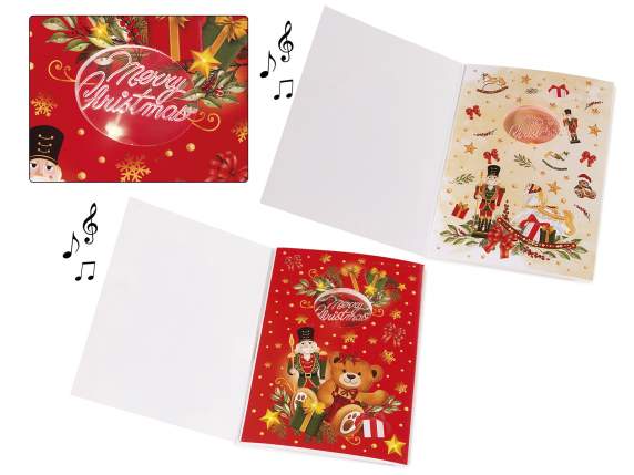 Tarjeta felicitación navideña 3D con música, luces y sobre