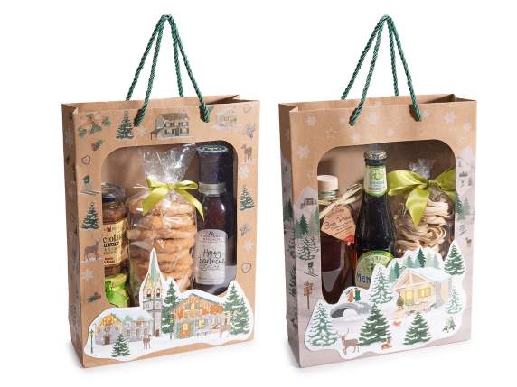 Bolsa-sobre grande de papel kraft navideño con ventana