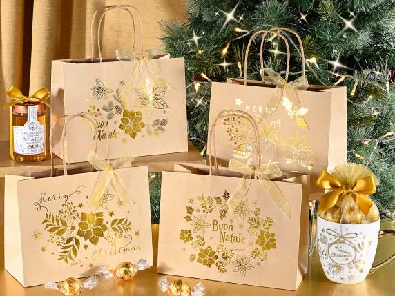 Bolsa-sobre de papel kraft horizontal mediano con lazo