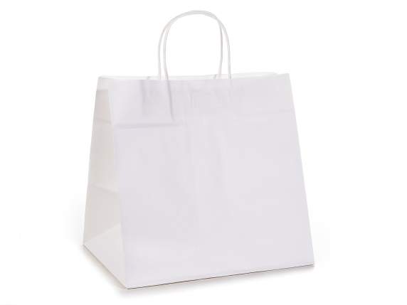 Bolsa-sobre de papel blanco grande y de base ancha.