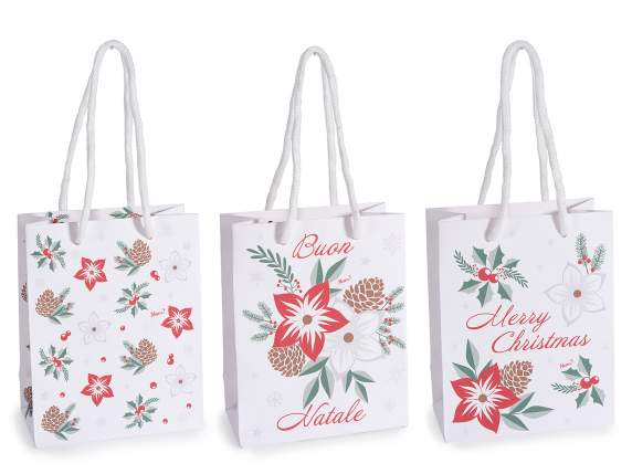 Pequeña bolsa de papel - sobre estrellas navideñas con asas
