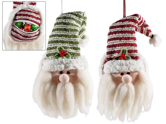 Papá Noel colgante con bolsa de caramelos