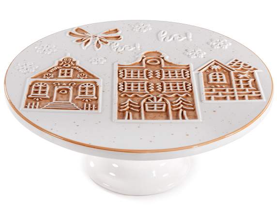 Puesto de comida de cerámica brillante, decoraciones relieve