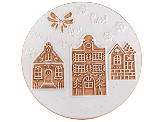 Puesto de comida de cerámica brillante, decoraciones relieve
