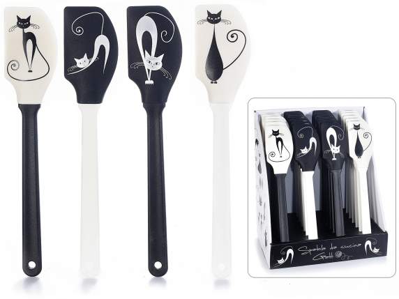 Spatola per dolci silicone Chat Noir manico plastica in espo