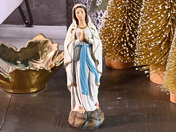 Statuette religieuse Vierge Marie en résine colorée