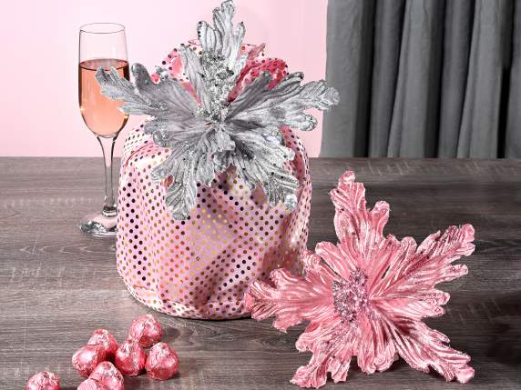 Stella di Natale stoffa con bordo, bacche e dettagli glitter