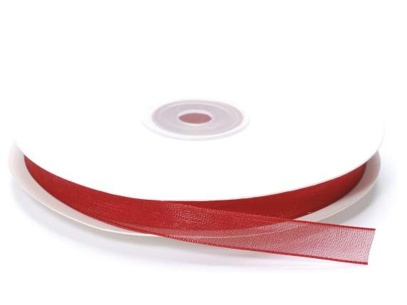Strawberry red organza ribbon 10mmx50mt