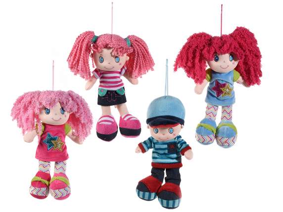 Stuffed fabric dolls to hang