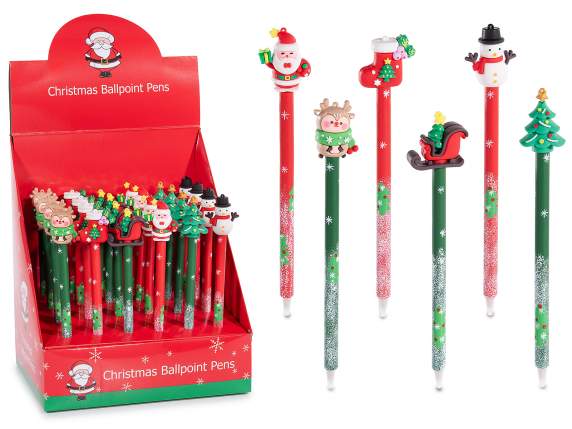 Stylo à bille en caoutchouc avec personnage de Noël