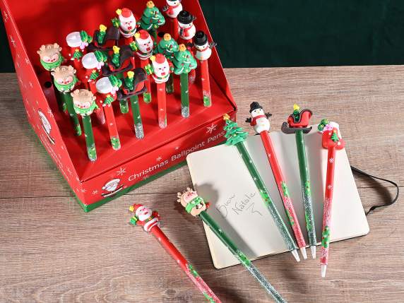 Stylo à bille en caoutchouc avec personnage de Noël