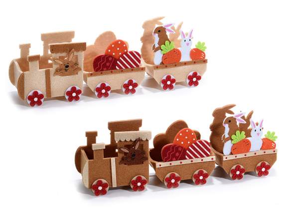 Sweet gift train in cloth w/easter characters and eggs