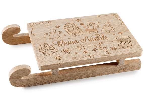 Tabla de cortar pequeña de madera con forma de trineo