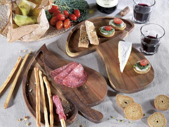 Tabla de cortar-bandeja de madera de acacia con hojas y hong