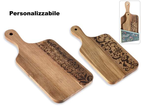 Juego de 2 tablas de cortar de madera de acacia con decoraci