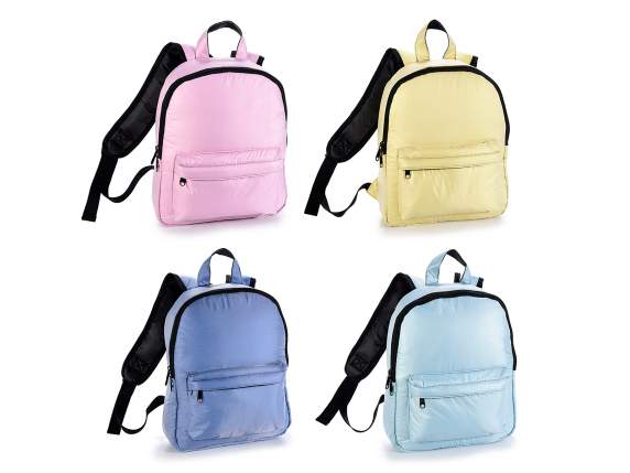 Taffeta effect fabric backpack with front pocket