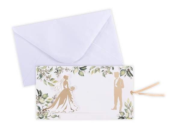 Tarjeta de felicitación de boda deslizante con impresión dor