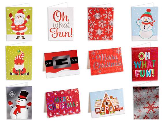 Paquete de 36 tarjetas de felicitación navideñas en papel