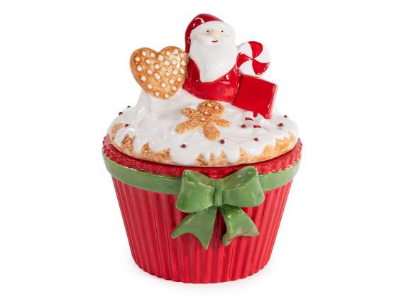 Tarro de cerámica para comida con Papá Noel y galletas