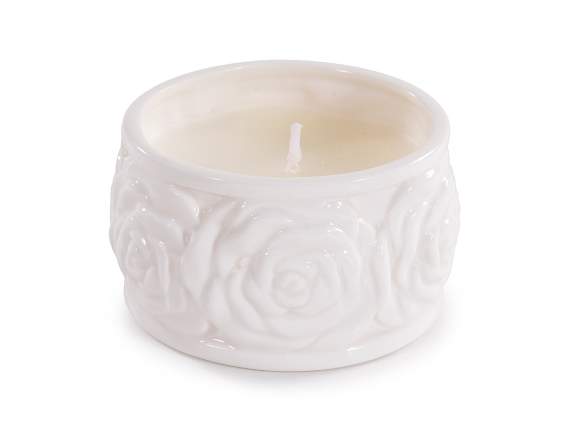 Vela perfumada en tarro de porcelana decorado con rosas