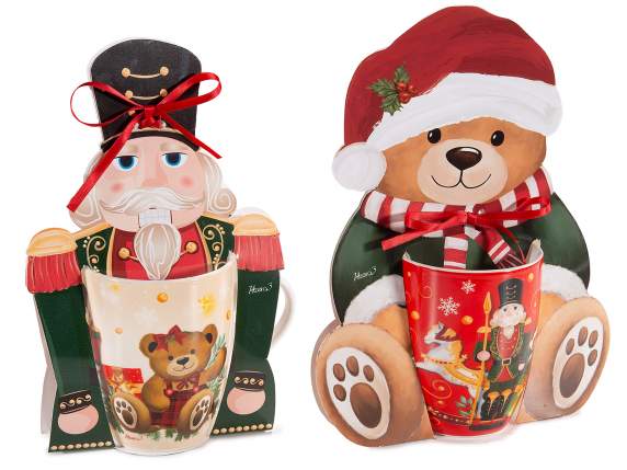 Mug en porcelaine de 300 ml avec ours et casse-noisette