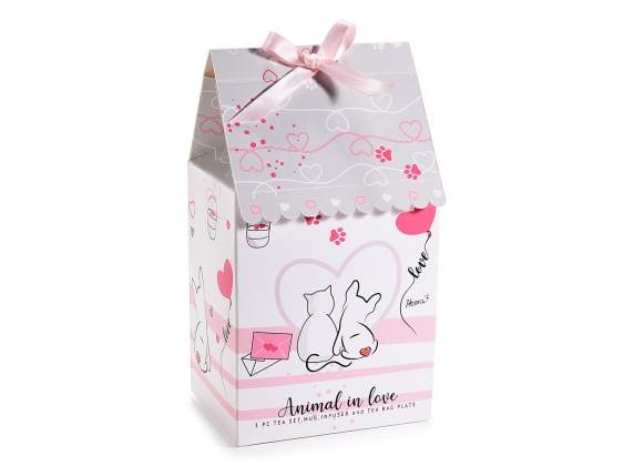Tasse en porcelaine de 350 ml avec soucoupe et filtre